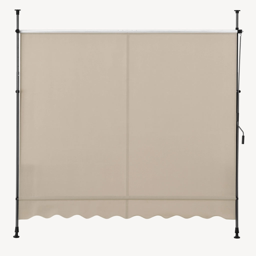 Tenda da Sole a Muro con Pali di Supporto Telescopici Parasole 350 x 120 cm (LxP) color Sabbia pro.tec