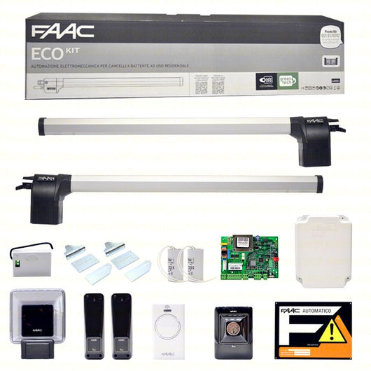 KIT AUTOMAZIONE PER CANCELLI A BATTENTE 230V ECOKIT FAAC 105632445 AUTOMATISMI
