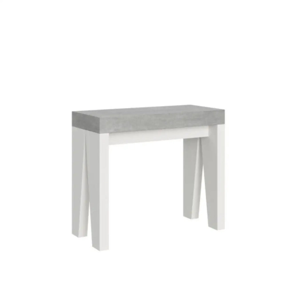Consolle allungabile 90x40/300 cm Naxy Mix piano cemento - struttura bianco frassino