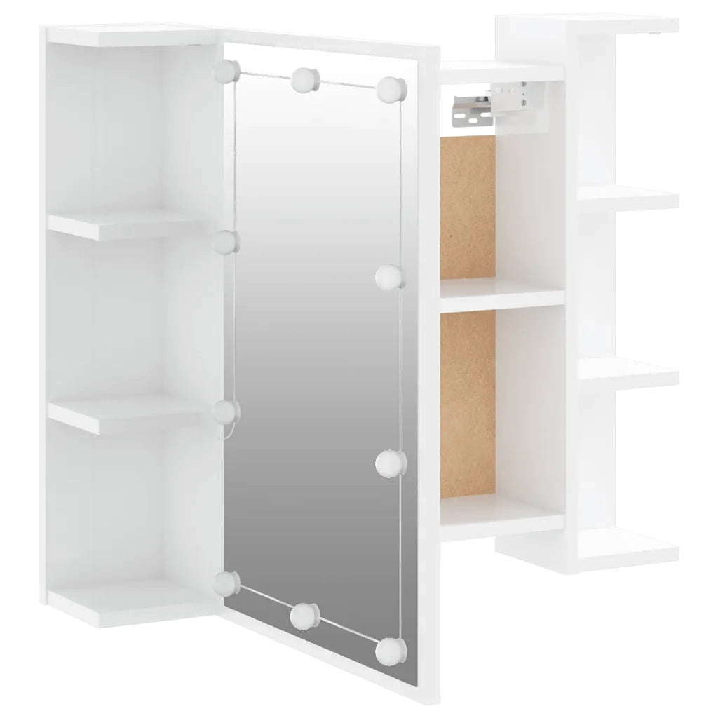 Mobile a Specchio | Armadio da bagno con LED Bianco Lucido 70x16,5x60 cm