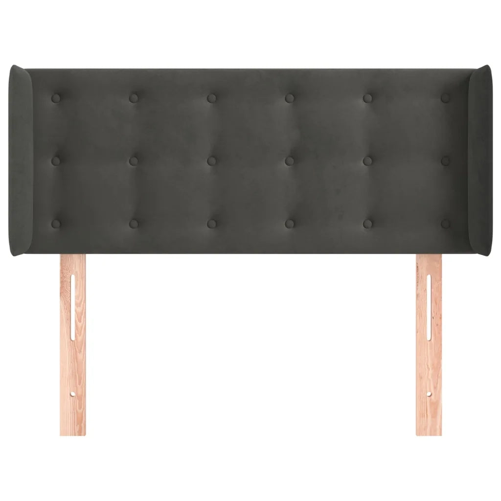 Testiera | Testata ad Orecchio Grigio Scuro 103x16x78/88 cm in Velluto