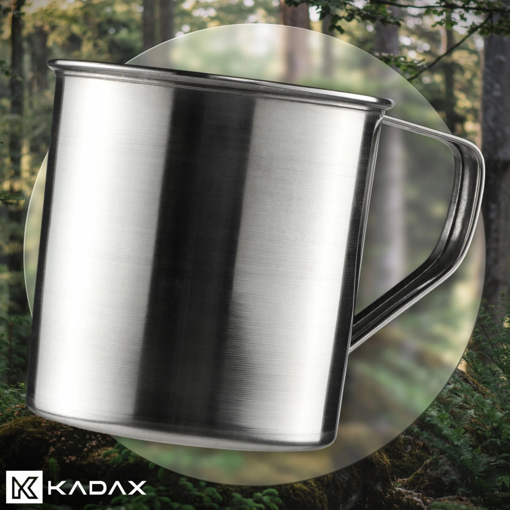 Tazza da turista in acciaio KADAX 400 ml 0,4 L Pentola da pesca in metallo con manico