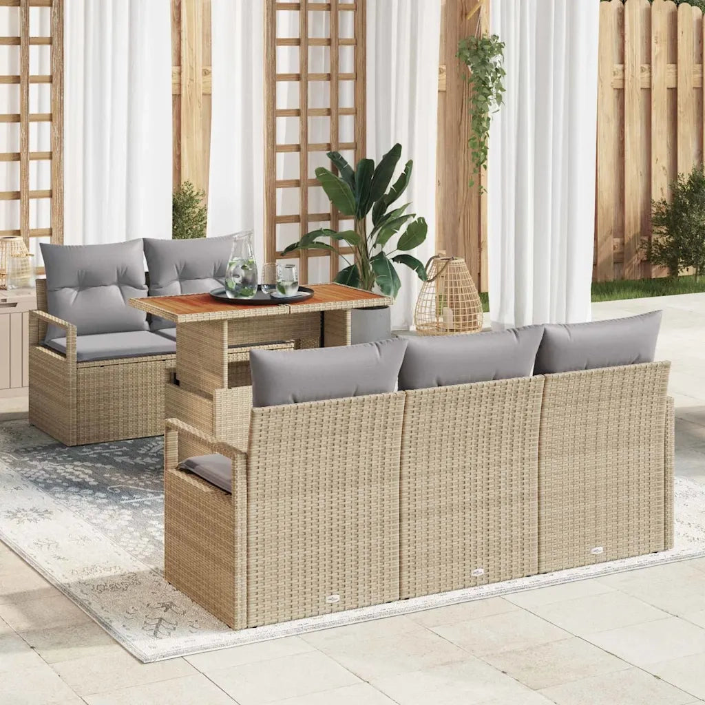 Set Divano da Giardino con cuscino 6 pcs beige e grigio chiaro 3349650
