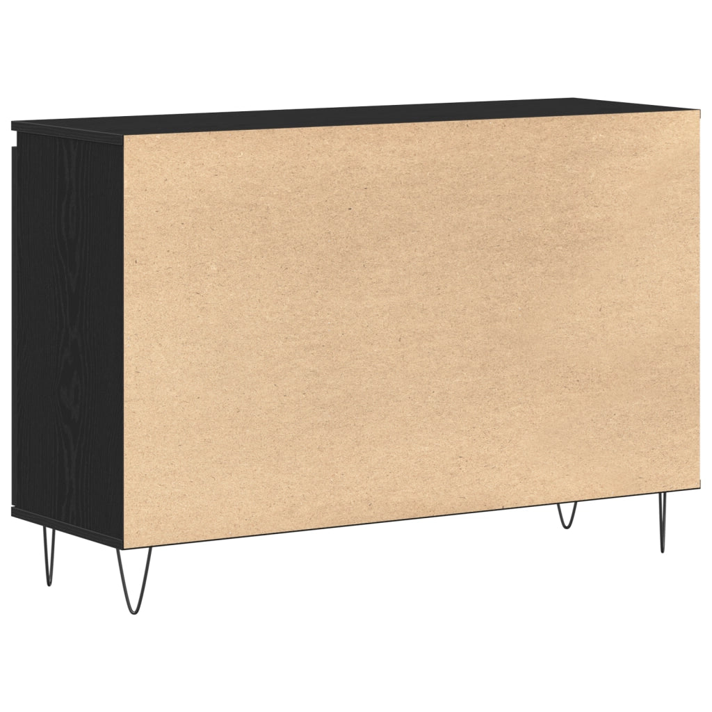 Sideboard Nero Rovere 101,5x35x70 cm Legno ingegnerizzato