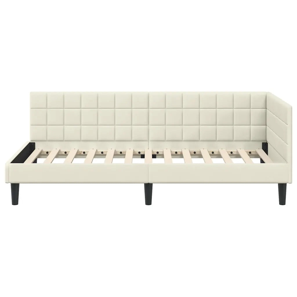 Cornice del letto ad angolo Crema 90 cm x 200 cm Velluto
