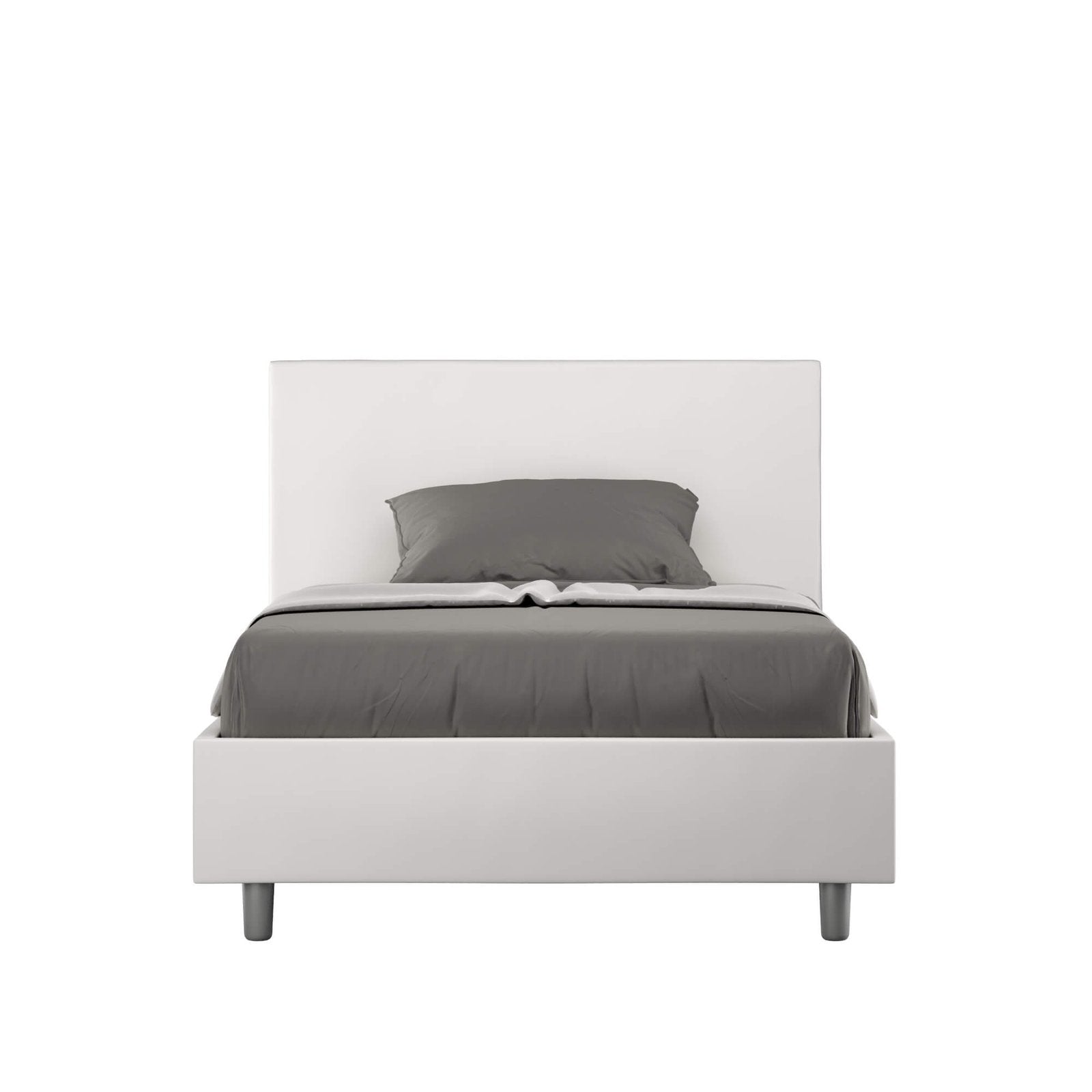 Letto una piazza e mezza rivestito in Similpelle - ADELE Tipologia Letto: Con Rete e Contenitore, Dimensione Rete: 120x190, Colore: Bianco