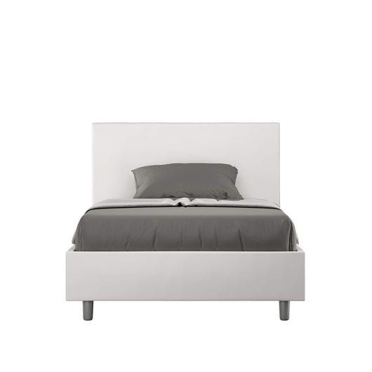 Letto una piazza e mezza rivestito in Similpelle - ADELE Dimensione Rete: 120x200, Tipologia Letto: Con Rete e Contenitore, Colore: Bianco
