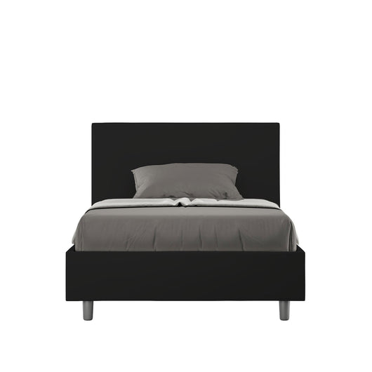 Letto una piazza e mezza rivestito in Similpelle - ADELE Tipologia Letto: Con Rete e Contenitore, Colore: Nero, Dimensione Rete: 120x200