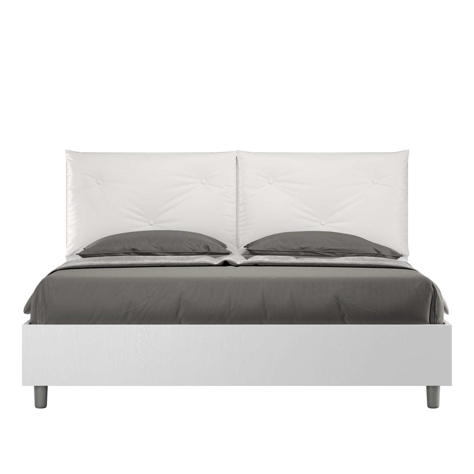 Letto Matrimoniale con cuscini in Similpelle - EGOS APPIA Colore: Bianco, Tipologia Letto: Senza Rete, Dimensione Rete: 160x190