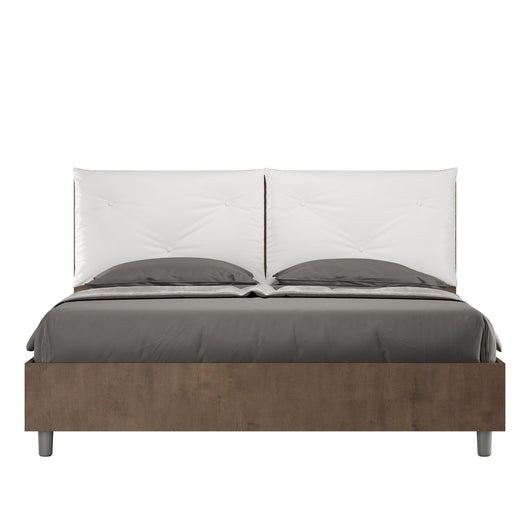Letto Matrimoniale con cuscini in Similpelle - EGOS APPIA Colore: Noce Bianco, Dimensione Rete: 160x190, Tipologia Letto: Con Rete e Contenitore