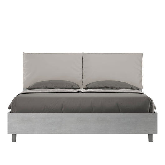 Letto Matrimoniale con cuscini in Similpelle - EGOS ANTEA Dimensione Rete: 160x190, Colore: Cemento/Tortora, Tipologia Letto: Con Rete e Contenitore
