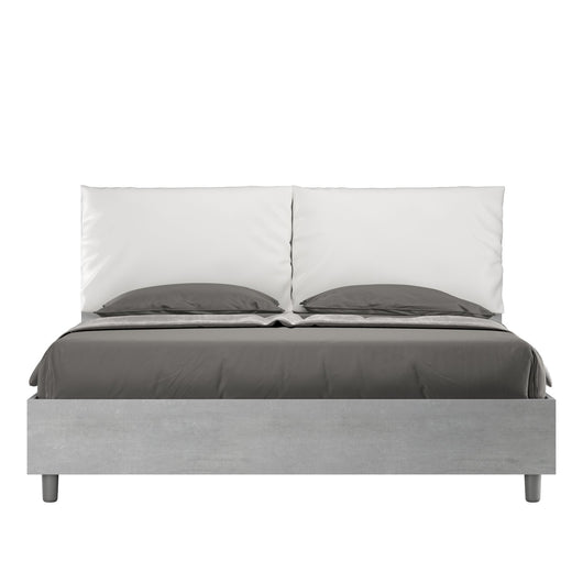 Letto Matrimoniale con cuscini in Similpelle - EGOS ANTEA Dimensione Rete: 160x190, Colore: Cemento Bianco, Tipologia Letto: Con Rete e Contenitore