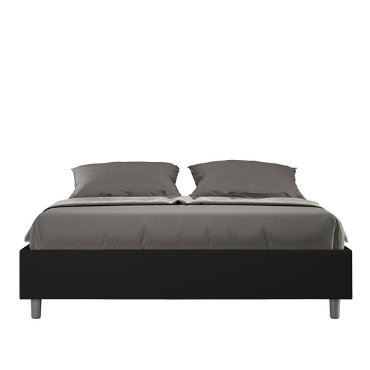 Letto Matrimoniale rivestito in Similpelle - AZELIA Dimensione Rete: 160x200, Colore: Nero, Tipologia Letto: Con Rete e Contenitore
