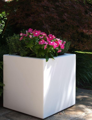 Vaso quadrato Cubo Fenice in resina da 85cm Bianco