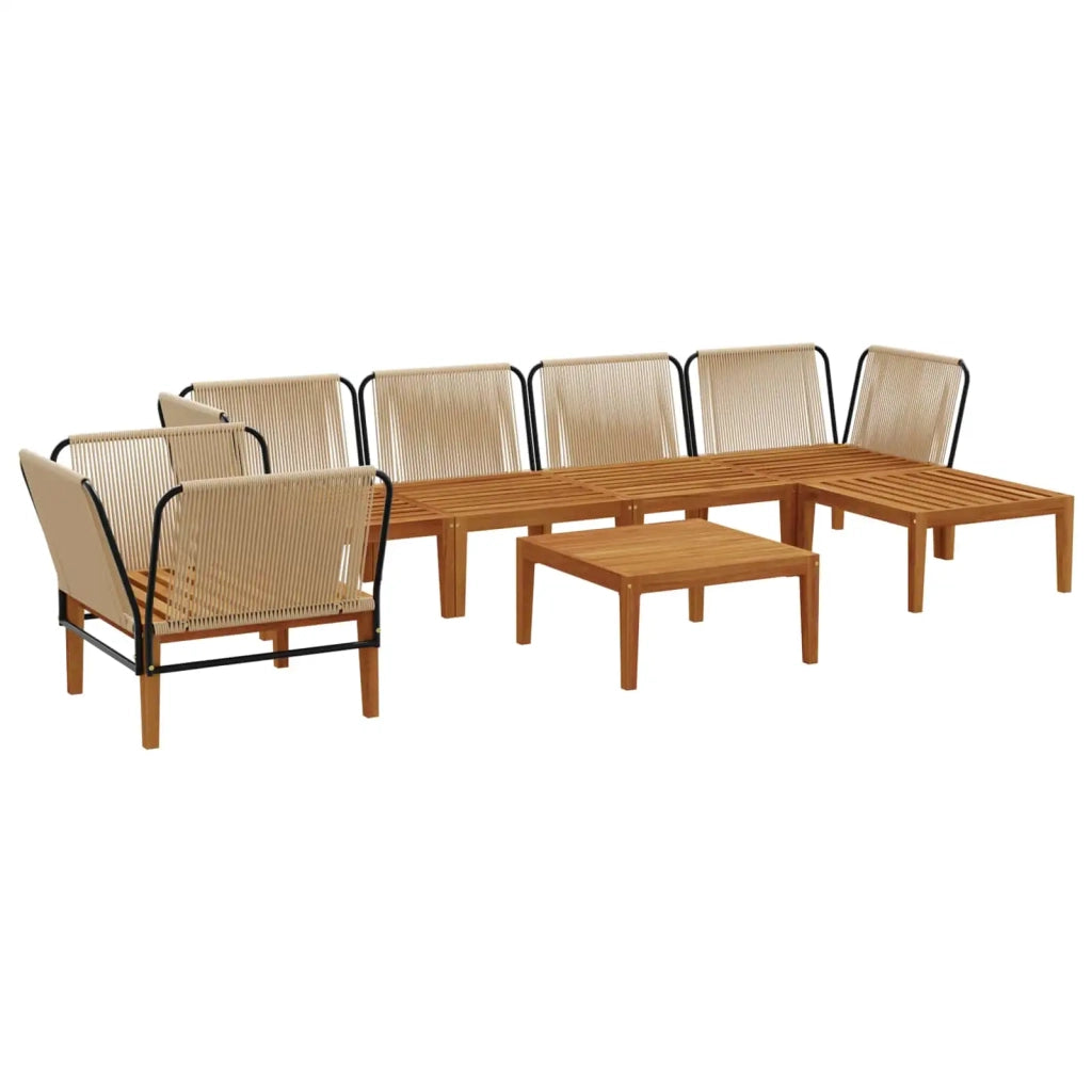 7 pcs Legno massiccio di acacia e corda Naturale 3407768