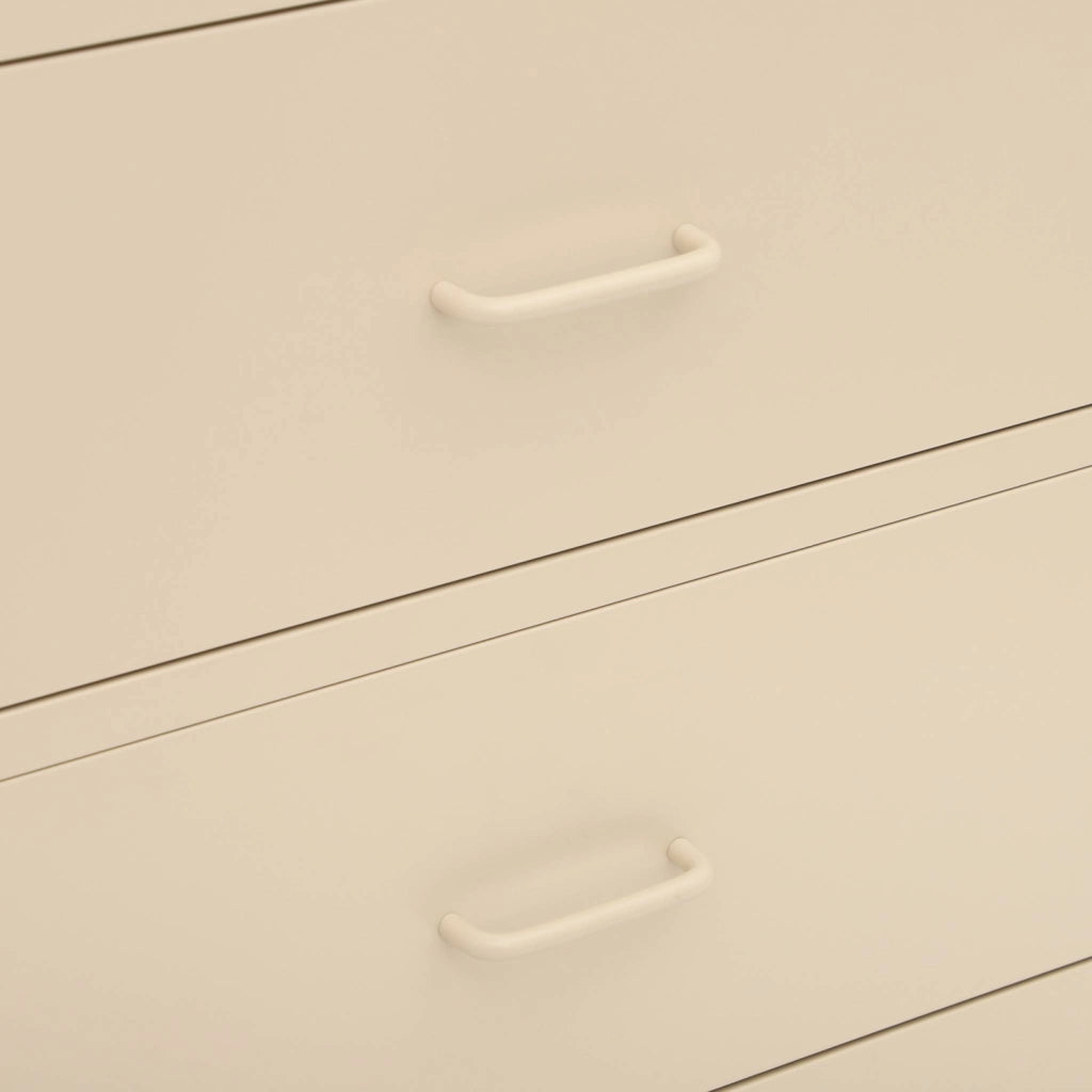 Cassettiera industriale in acciaio, 4 cassetti, beige