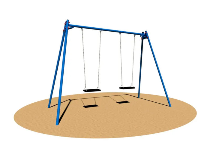 Altalena Celeste 2 posti acciaio zincato sedili antiurto norme EN1176 Giochipark - Gabbia/orsetto