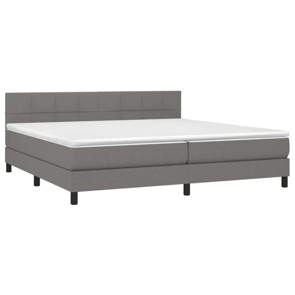 Letto a Molle Materasso e LED Grigio Scuro 200x200cm in Tessuto cod mxl 37946