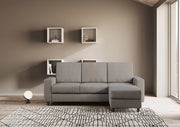 Divano sakar 3 posti (tre sedute da 60cm) + pouf misure esterne l.208 p.155 | grigio - Mobili 2G