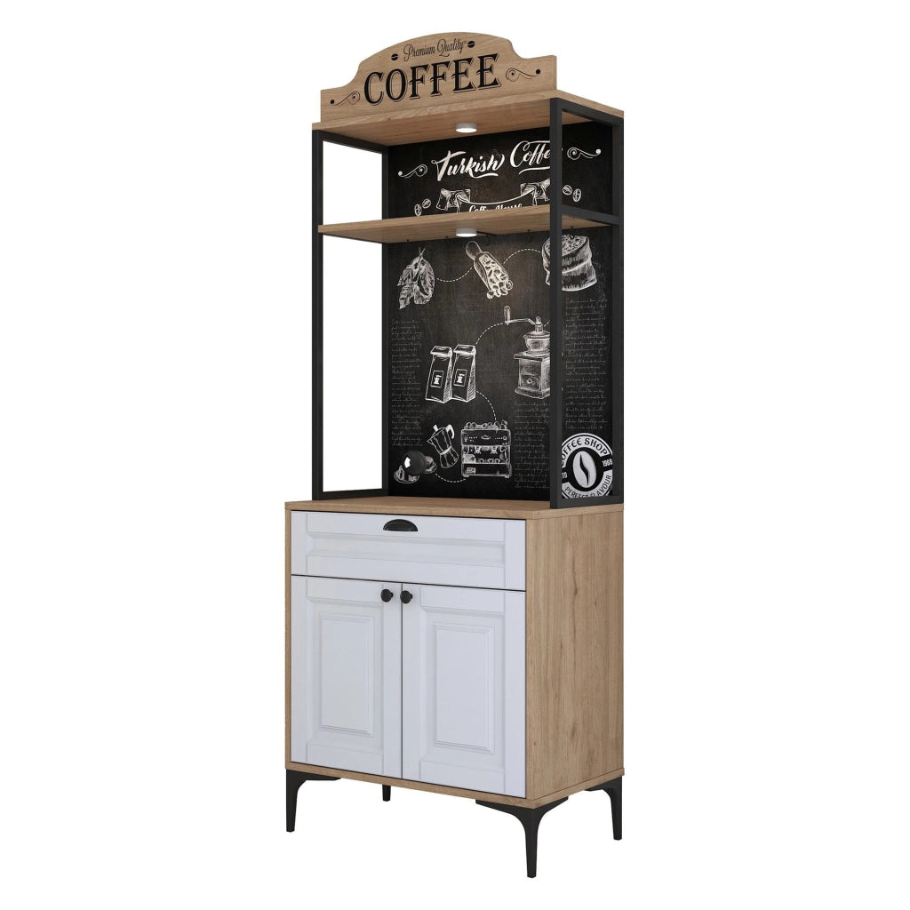 Madia Nemoli, Credenza un Cassetto, 70x40x186h cm Bianco Rovere