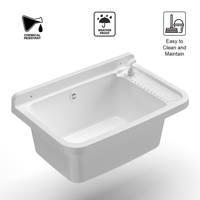 Lavatoio 60x40x25 cm Pilozzo a Parete con Dispenser in Resina Bianco