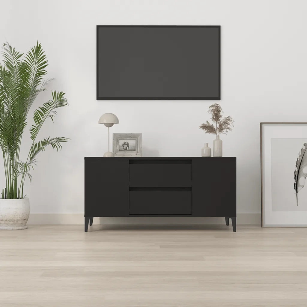 Mobile Porta TV Nero 102x44,5x50 cm in Legno Multistrato cod mxl 26780