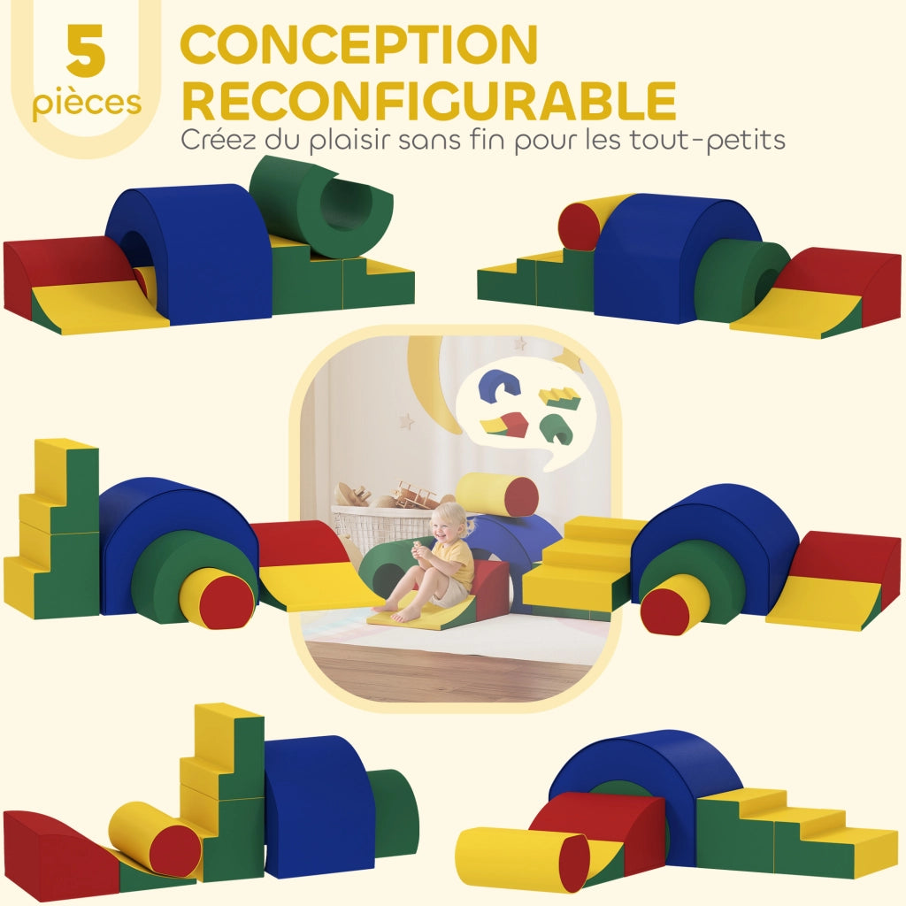 Giocattolo di arrampicata modulare per bambini ¨C zephmum ¨C multicolore 181x39x44 cm