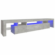 Mobile Porta TV con Luci LED-Credenza TV Grigio Cemento 215x36,5x40 cm