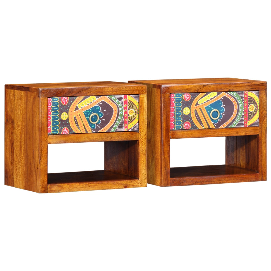 Comodini 2 pezzi 40x35x35 cm Legno massello di acacia