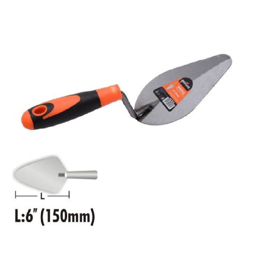 Trade Shop - Cazzuola In Acciaio 150mm 6" Manico Antiscivolo Spatola Pesca Per Muratore 90491 -