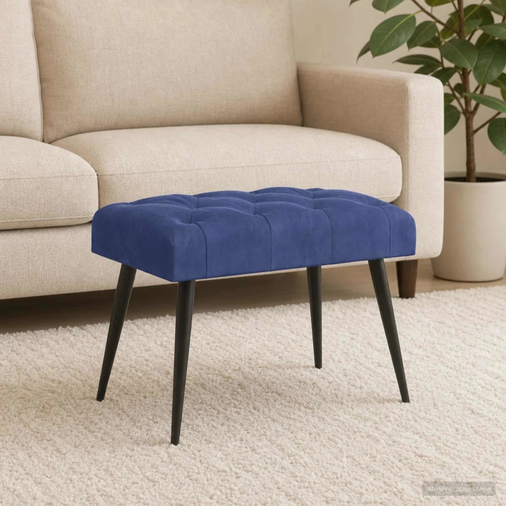 Panchina con bottoni imbottiti Blu Polizia 60 x 40 x 45 cm 42038555