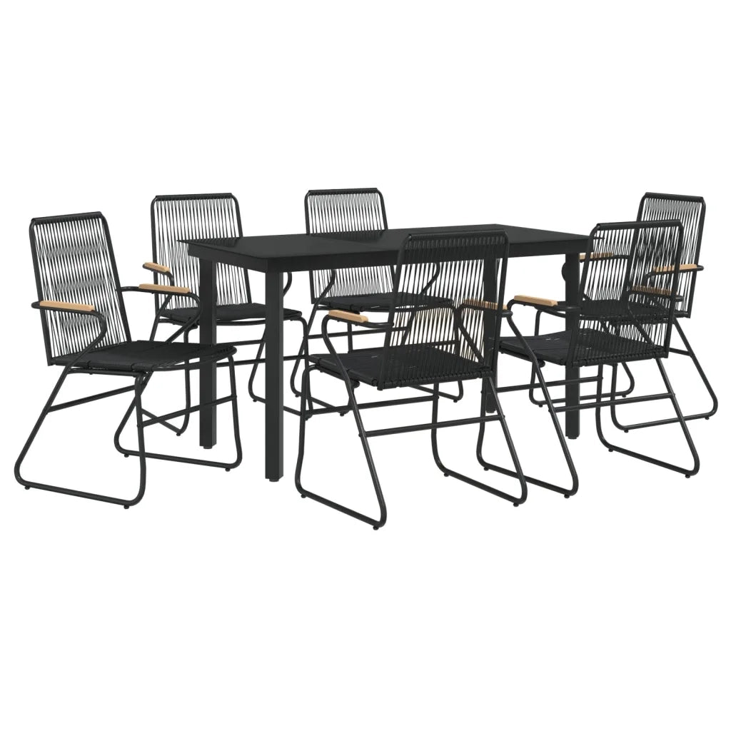 Set da Pranzo da Giardino 7 pz Nero in Rattan PVCcod mxl 73544