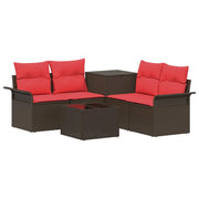Set di divani 6 pcs 4-Numero di posti Marrone e Rosso 3447077
