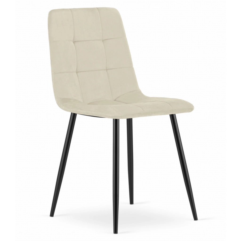 Sedia Kara in velluto beige con gambe nere