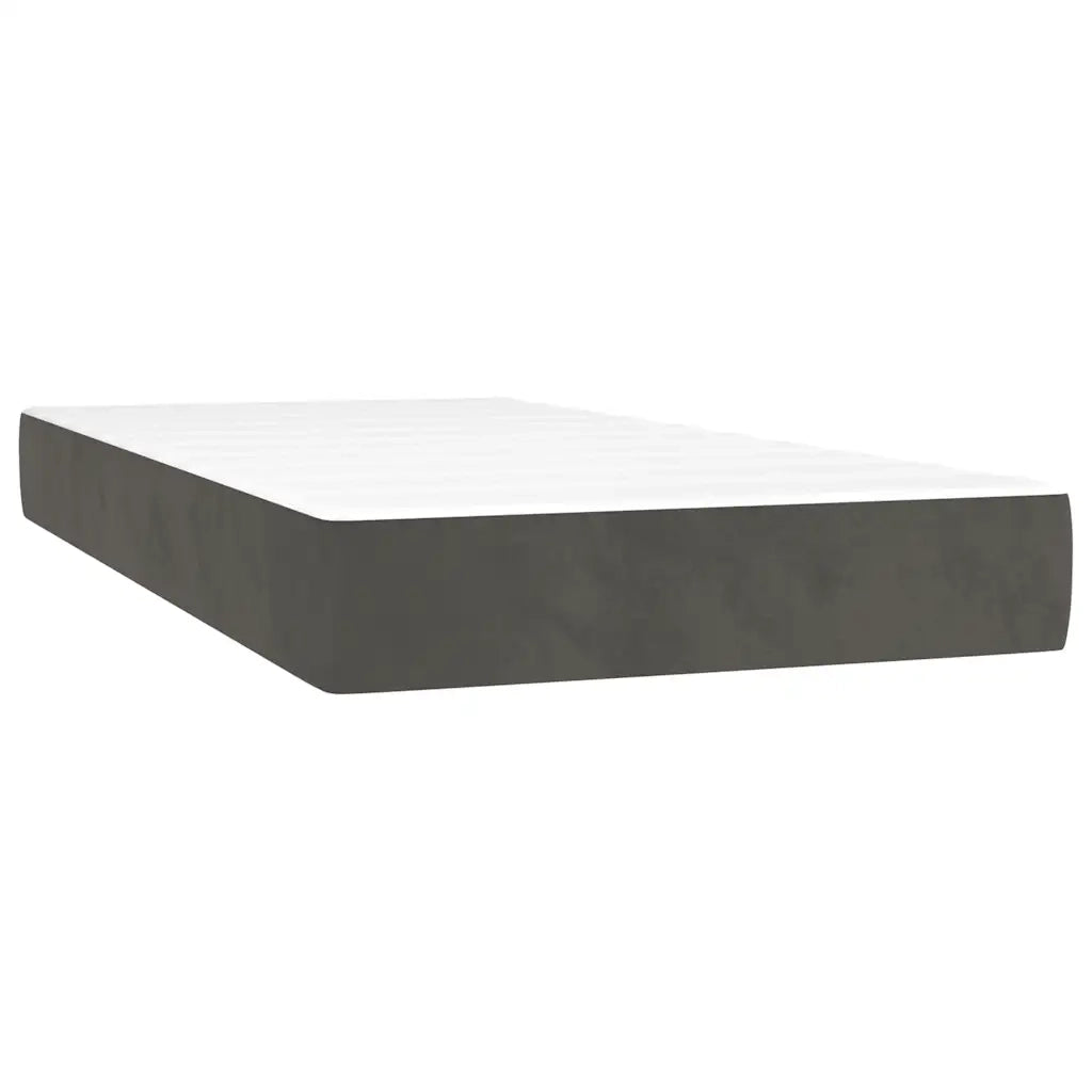 Letto a Molle con Materasso e LED Grigio Scuro 120x190cm in Velluto