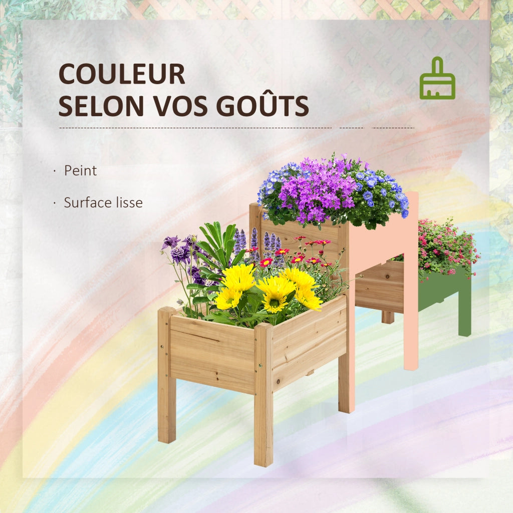 Fioriera da Giardino a 2 Livelli ¨C Zephmum ¨C Legno di Pino 184x45x80 cm
