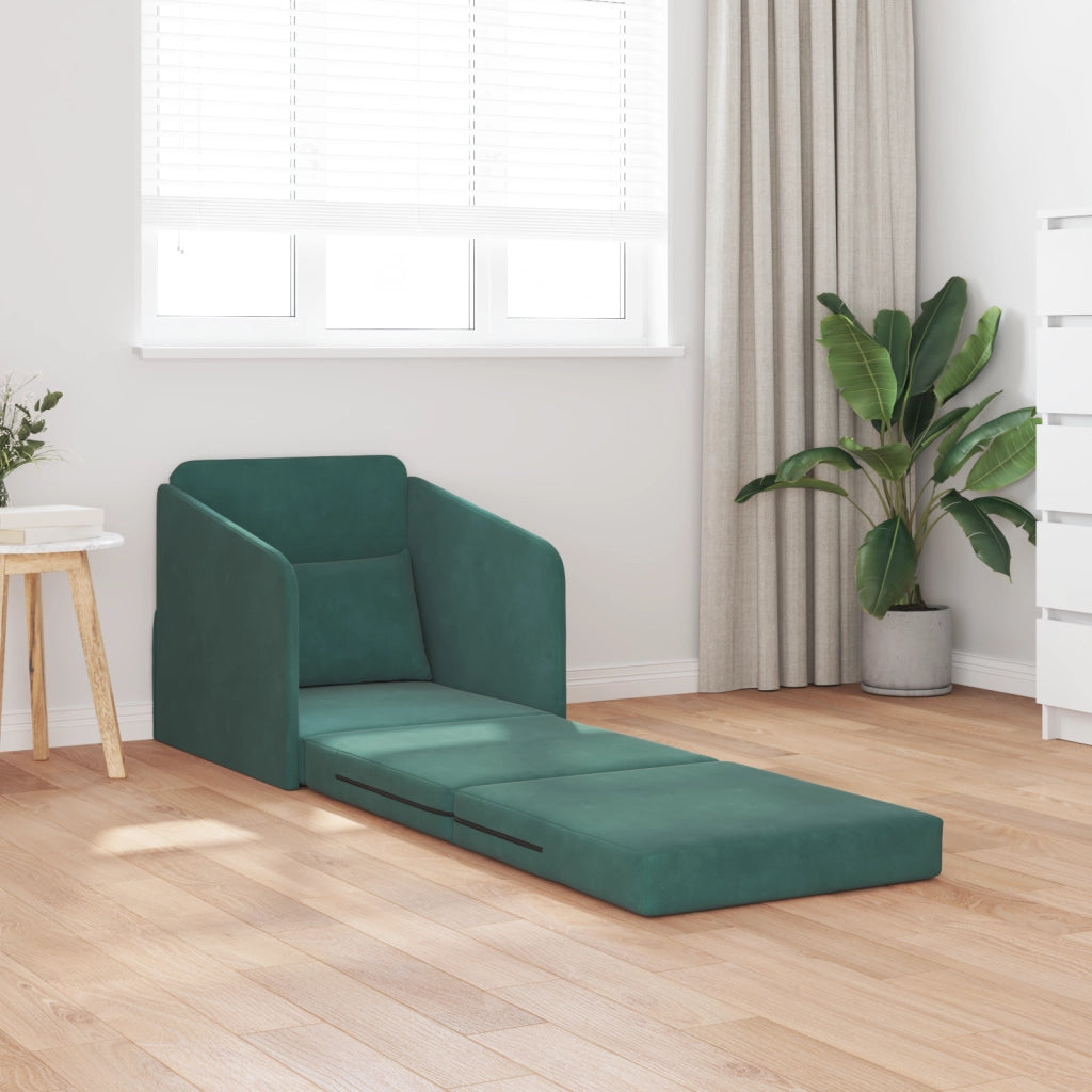 Divano Letto 2-in-1 Verde Scuro 65x80x83 cm Velluto