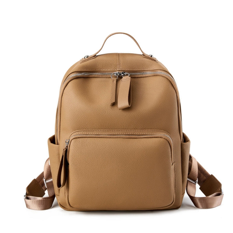 Zaino in vera pelle, borsa casual per la scuola, borsa da viaggio, marrone