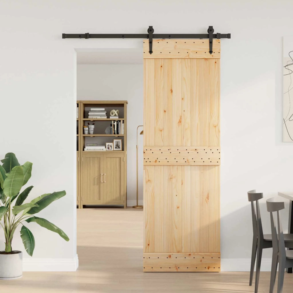 Porta scorrevole NARVIK Naturale e Nero 80 x 210 cm (152,5 cm)