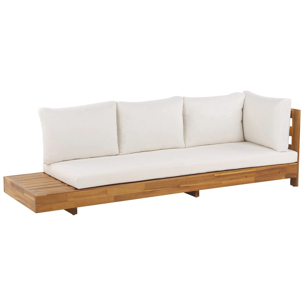 Divano angolare per esterni lato sinistro set tavolino certificato in legno d'acacia bianco da esterno sinistro