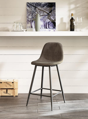 Set 2 Sgabelli 42x52xH93 cm in Similpelle Brigitte Tortora