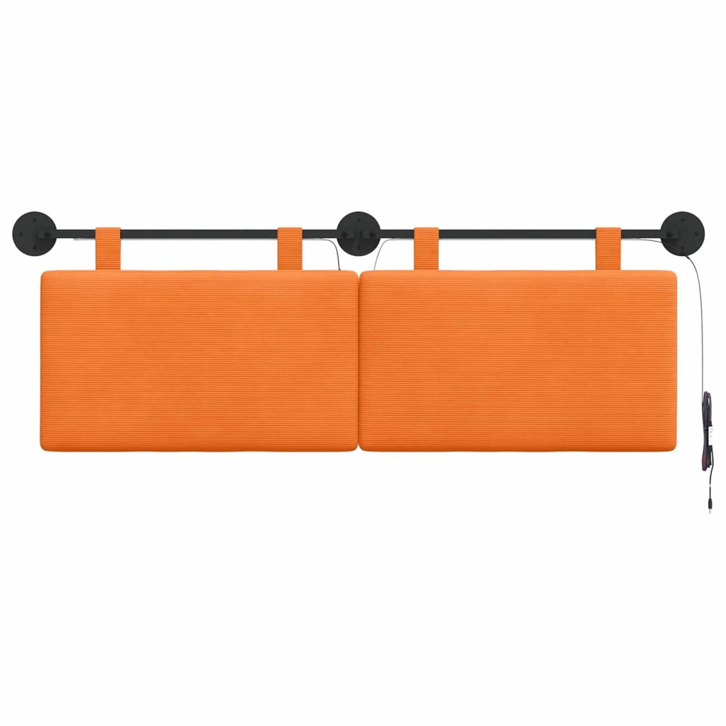 Testiera sospesa Con luce LED Arancione Tessuto in Cords