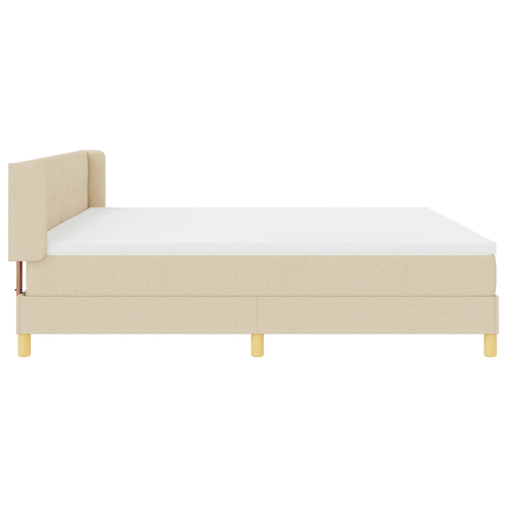 Letto box spring e materasso crema 200x200 cm in tessuto