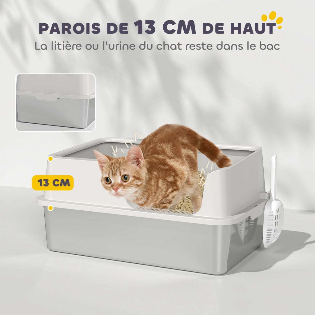Lettiera per Gatto in Acciaio Inossidabile ¨C Zephmum ¨C Grigio Chiaro 60x40x28 cm