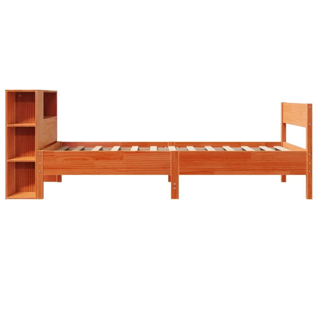 Letto Libreria senza Materasso Marrone Cera 100x200 cm in Pino 3322965