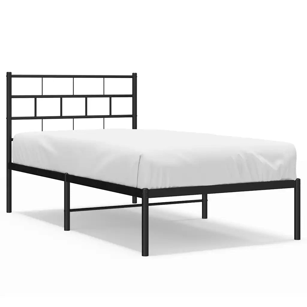 vidaXL Giroletto con Testiera Metallo Nero 100x200 cm