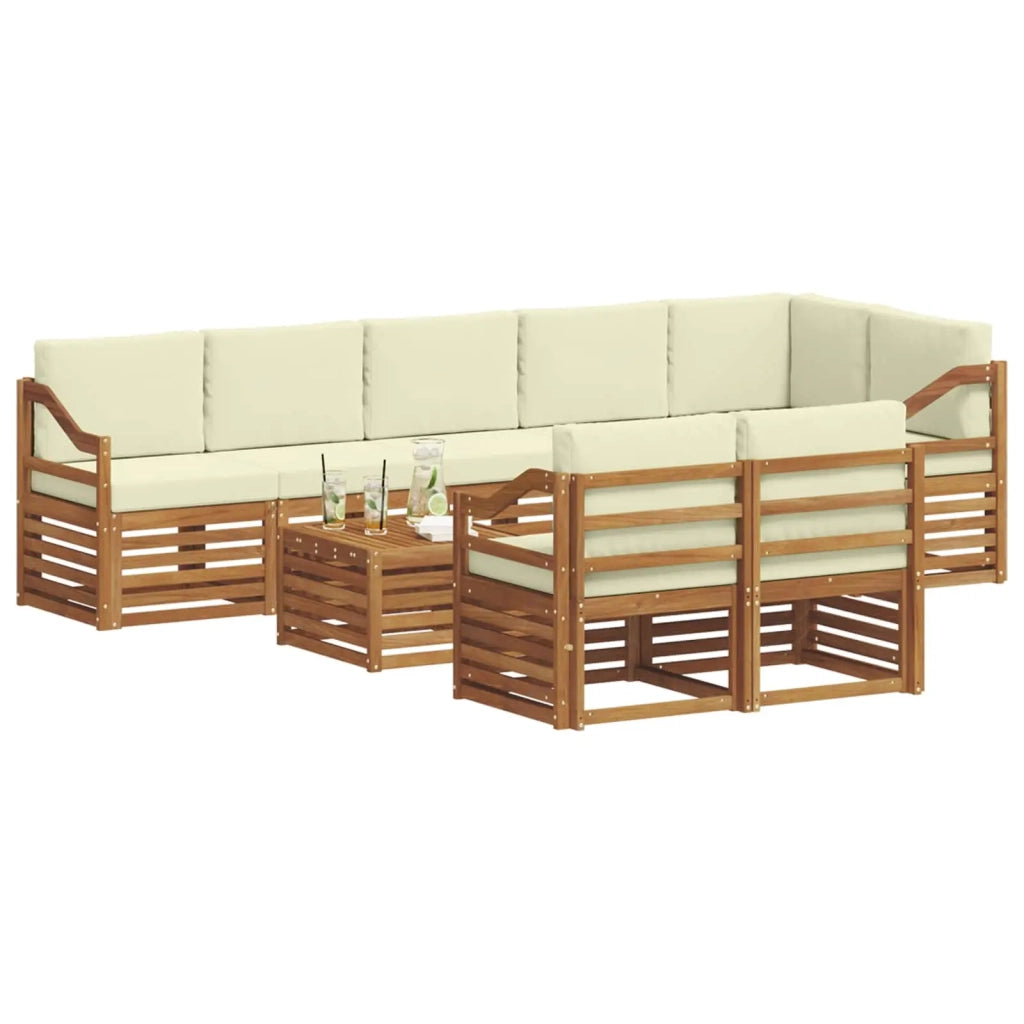 Set di divani da esterno 9 pz Naturale e Crema Poliestere 3375065