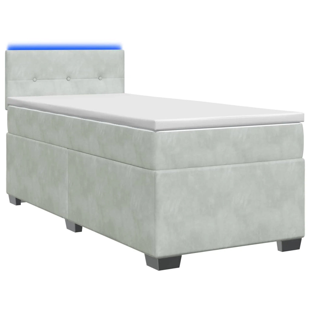 Letto con Box Spring, Materasso e LED Grigio Chiaro 80 x 200 cm 3452066