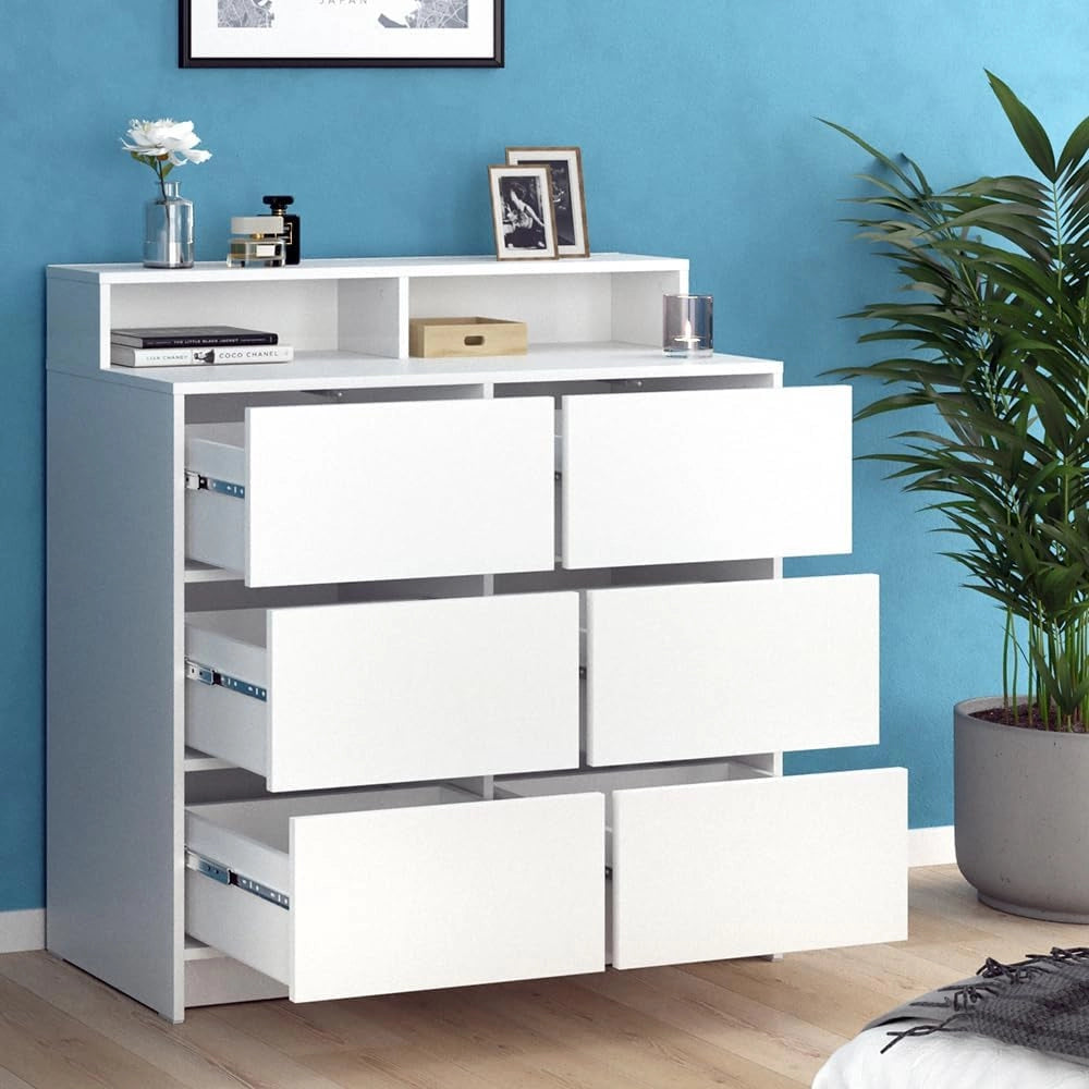 cassettiera per camera da letto Naara, Bianco, 40.3 x 100.6 cm, per riporre e abbinare ad altri mobili