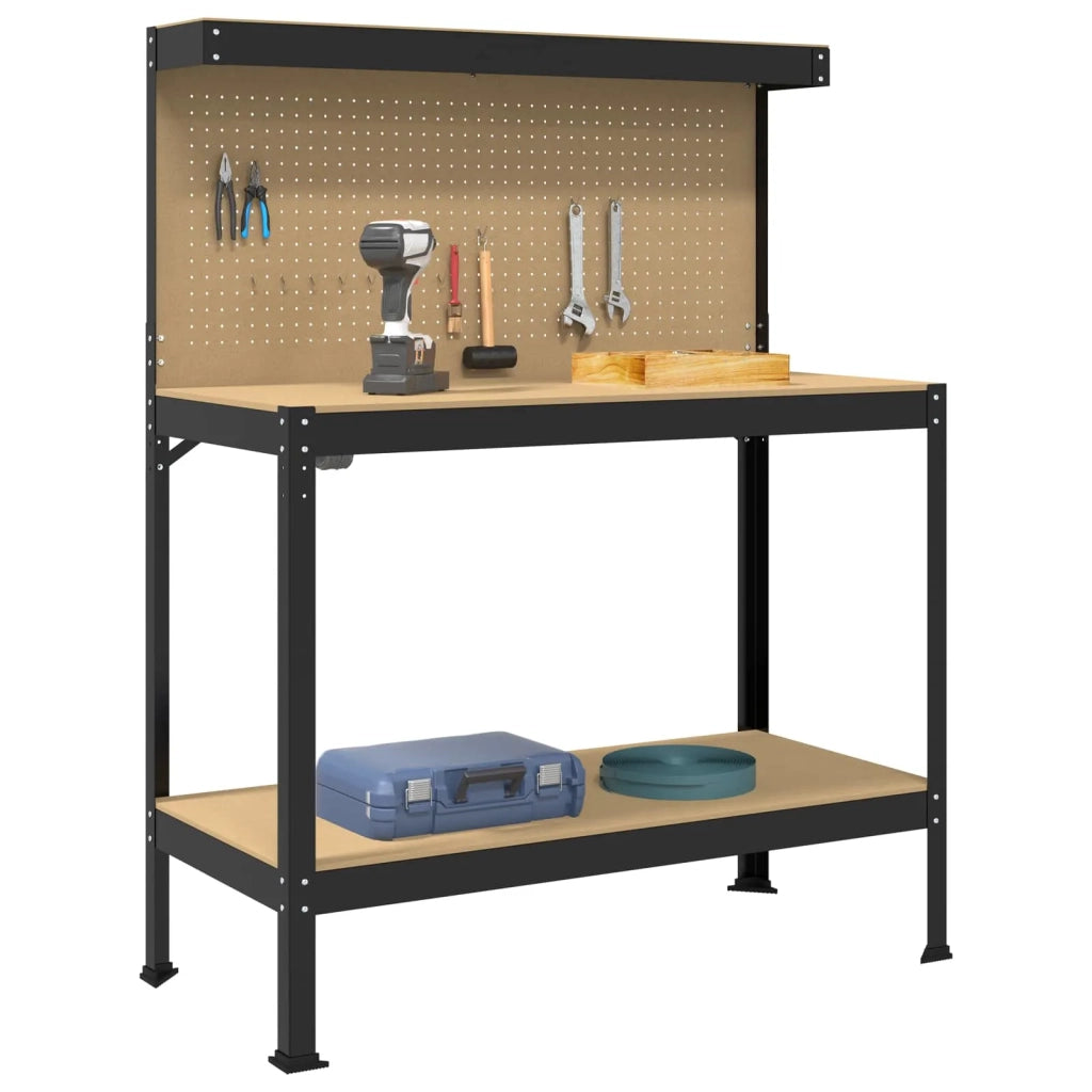 Banco da lavoro con lo scaffale Nero 114 x 54 x 145 cm CFW1397382